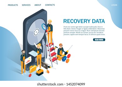 Recovery data website template, web page and landing page design for website and mobile site development. Computer hardware services, hdd repair concept. - Powered by Shutterstock