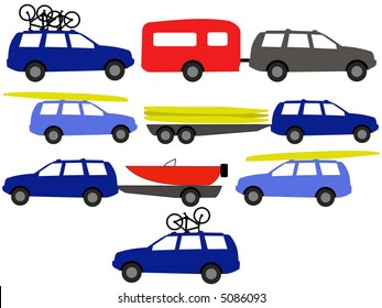 recreation vehicles towing caravan and canoes illustration JPG - Powered by Shutterstock