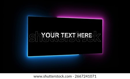 Rectangle frame beautiful neon rectangle shape isolated on black background