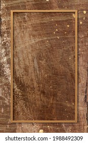 Rectangle frame on brown wooden texture background