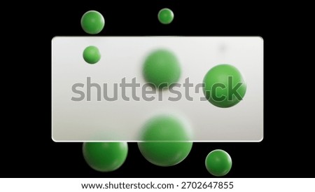 Rectangle Glassy Panel with 3D Green Spheres
