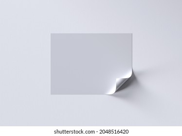 Rectangle Sticker Mockup  With Curled Corner. 3D Render