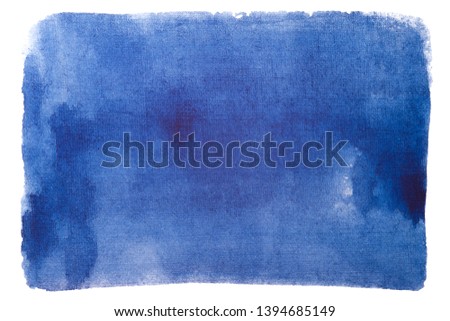 rectangle watercolor frame filled with paint for design blue with overflow of paint. for design element on white background. on a white background element, design with copyspace