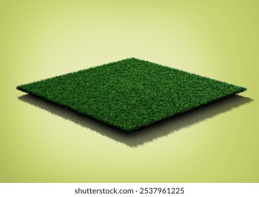 A Rectangular Astroturf Rug With Lush Green Synthetic Grass On Soft Green Background 3D Illustration