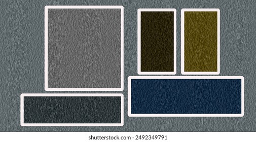 Rectangular colorful artistic creative shapes artwork with grey colored gradient background effect design and white colored frame work
