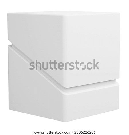 Rectangular diagonal box looks beautiful and clean isolated on white background, Suitable for presentations, advertisements , Box mockup,3D rendering.