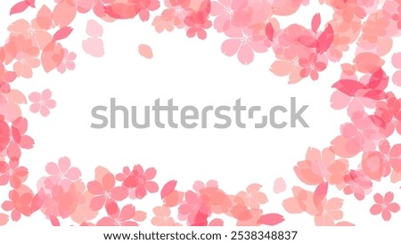 rectangular digital background featuring minimalist, semi-transparent flowers in shades of pink and orange around the edges,  ideal for use as a background on greeting cards, posters, wedding