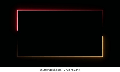 A rectangular frame with gradient edges glowing from red to yellow on a black background Clear details and vibrant colors enhance visual appeal.