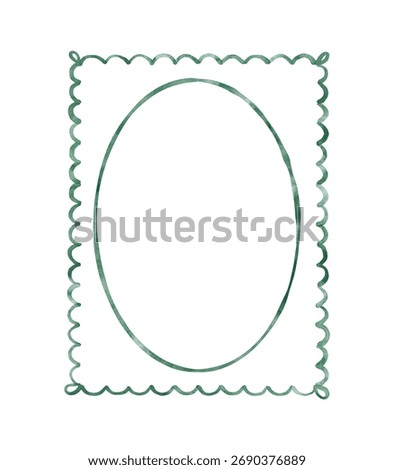 Rectangular frame with scalloped edges. Hand drawn illustration for baby shower invitation,wedding stationery and festive cards.