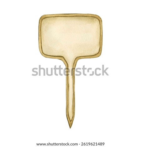 Rectangular garden Plant Marker. Garden plaques for plant names. Watercolor tag for sprout seedling. Hand drawn Illustration of seedling sign for work in the garden and care of house plants.