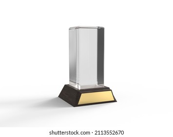 Rectangular Glass Trophy Mockup. Isolated Glass Trophy. 3D Rendering