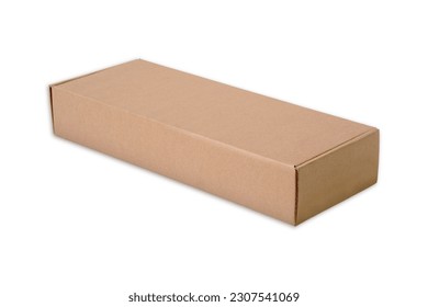 Rectangular Kraft box packaging mockup isolated on white background. 3d rendering. delivery package box.