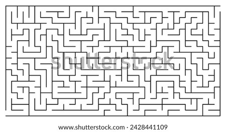 Rectangular maze 37x19 with depth-first search algorithm, black lines on white background