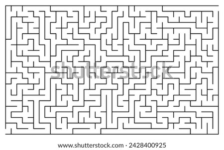 Rectangular maze 38x23 with depth-first search algorithm, black lines on white background