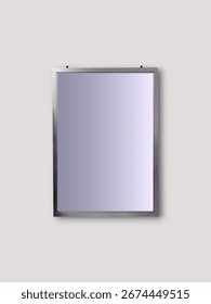 Rectangular mirror featuring a sleek silver frame displayed against a neutral plain backdrop, perfect for interiors and decoration concepts.