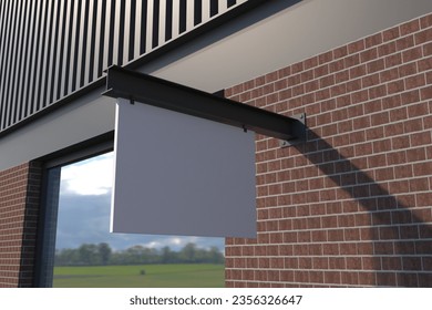 Rectangular Wall Mount Façade Sign Mockup Template