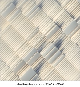 Rectangular White Blocks Pushed Up By Waves. Abstract Representation Of Storing Data On A Stack. Development Strategy. Business Leadership Concept. Modern Background. 3d Rendering Digital Illustration