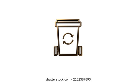 Recycle 3D Gold Icon. Save The Planet. Animation With Rotating. Motion Graphics.