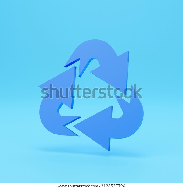 Recycle arrow 3d render.3d Arrows in circle\
with shadow isolated on colour\
background