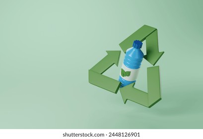 Recycle bottle icon. Perfect for eco-friendly concepts, environmental awareness, and promoting a green lifestyle. 3D illustration - Powered by Shutterstock