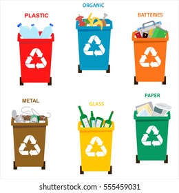 Different Colored Recycle Waste Bins Vector Stock Vector (Royalty Free ...