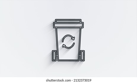 Recycle Shadow Icon. Save The Planet. Animation With Rotating. Motion Graphics.