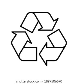 Recycle symbol black outline on white background. Raster illustration - Shutterstock ID 1897506670
