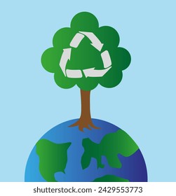 Recycle tree and earth vector