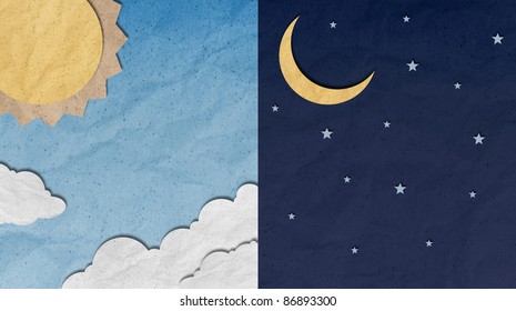 Recycled Paper Craft ,Day And Night Sky