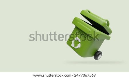 recycling concept An ecological system for recycling and reusing Ecological waste management and sustainable and economical way of life 3D recycling symbol on green trash can