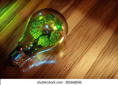 Recycling light bulb concept. 3D computer generated image.