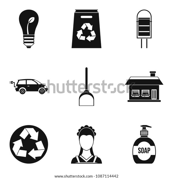 Recycling material\
icon set. Simple set of 9 recycling material icons for web design\
isolated on white\
background