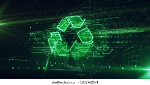 Recycling Symbol, Ecology, Reuse Icon, Management, Green Technology And Clean Industry. Futuristic Abstract Concept 3d Rendering Illustration.