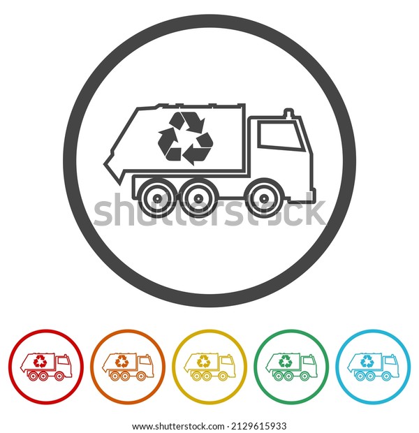 Recycling truck ring icon,\
color set