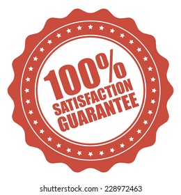 Red 100% Satisfaction Guarantee Icon, Tag, Label, Badge, Sign, Sticker Isolated On White 