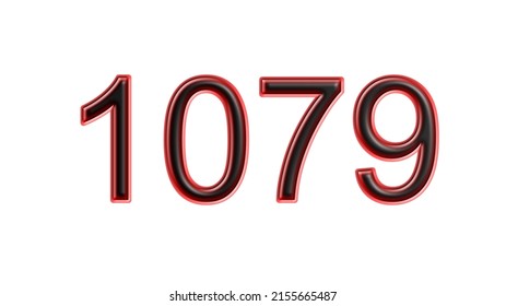 red 1079 number 3d effect white background
