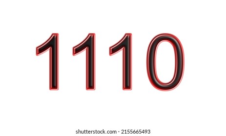 red 1110 number 3d effect white background