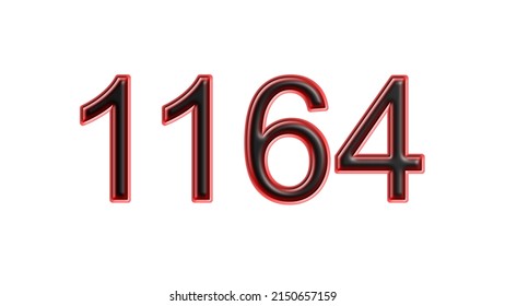 red 1164 number 3d effect white background