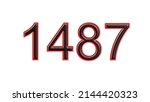 red 1487 number 3d effect white background