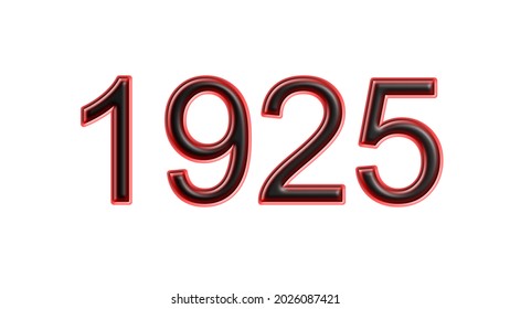 red 1925 number 3d effect white background