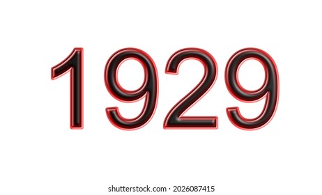 red 1929 number 3d effect white background