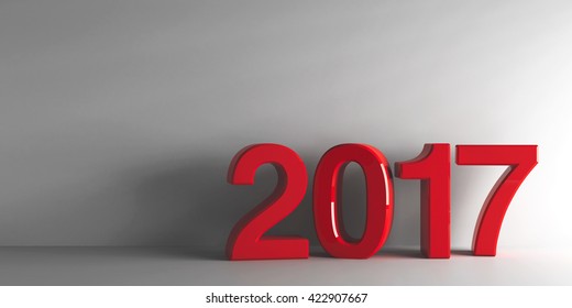 Red 2017 on grey background, represents the new year 2016, three-dimensional rendering, 3D illustration