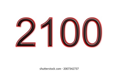 red 2100 number 3d effect white background