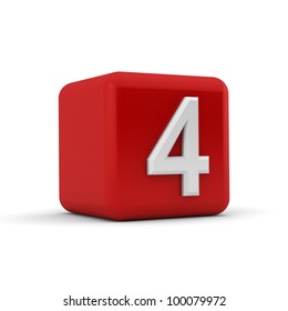 A Red 3D Block With White Number Four