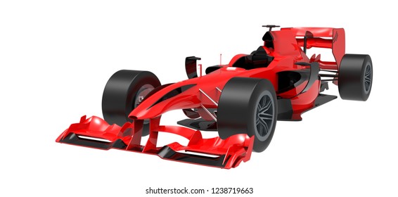 Red 3D Formula Car Isolated On White Upper Front View Motorsport Illustration Design Of My Own