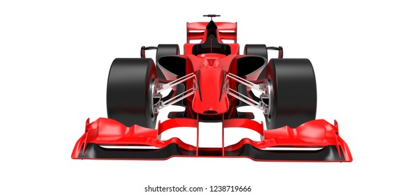 Red 3D Formula Car Isolated On White Upper Front View Motorsport Illustration Design Of My Own