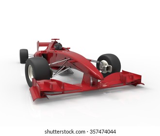 Red 3D Formula Car Isolated On White Upper Front View Motorsport Illustration Design Of My Own