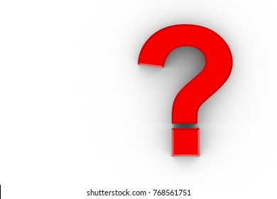 Red 3D Question Mark isolated on white with shadows.