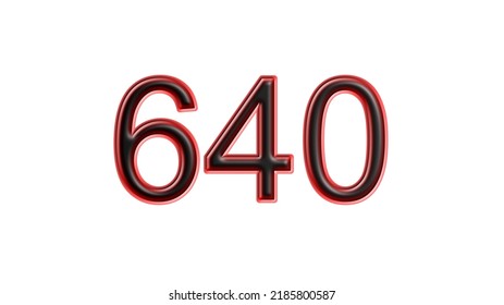 red 640 number 3d effect white background
