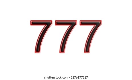 Red 777 Number 3d Effect White Background